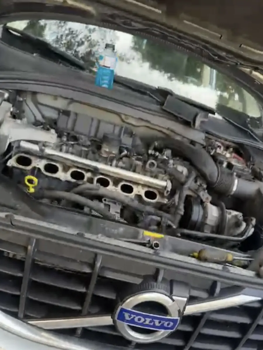 Open engine bay photographed during real work